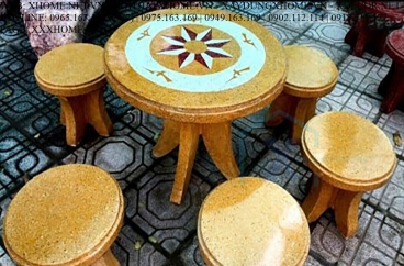 Bàn Ghế Đá Tròn Chân Lục Bình