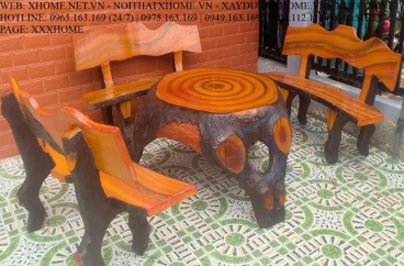 Bộ bàn ghế đá giả gỗ C3