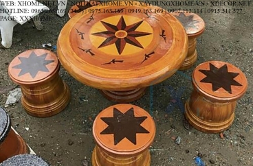 Bộ bàn ghế đá giả gỗ C7
