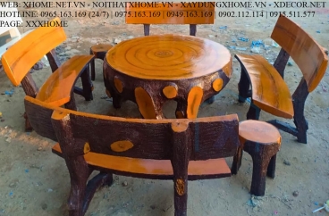 Bộ bàn ghế đá giả gỗ M2