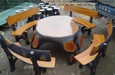 Bộ bàn ghế đá giả gỗ C21