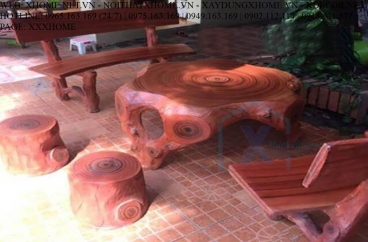Bộ bàn ghế đá giả gỗ C18