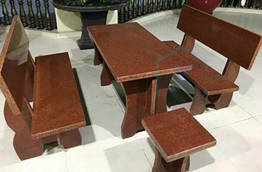 Bàn Ghế Hoa Cương Đỏ Ruby Ấn Độ