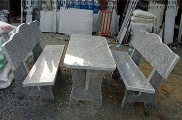 Bàn Ghế Đá Hoa Cương Xám Da Beo
