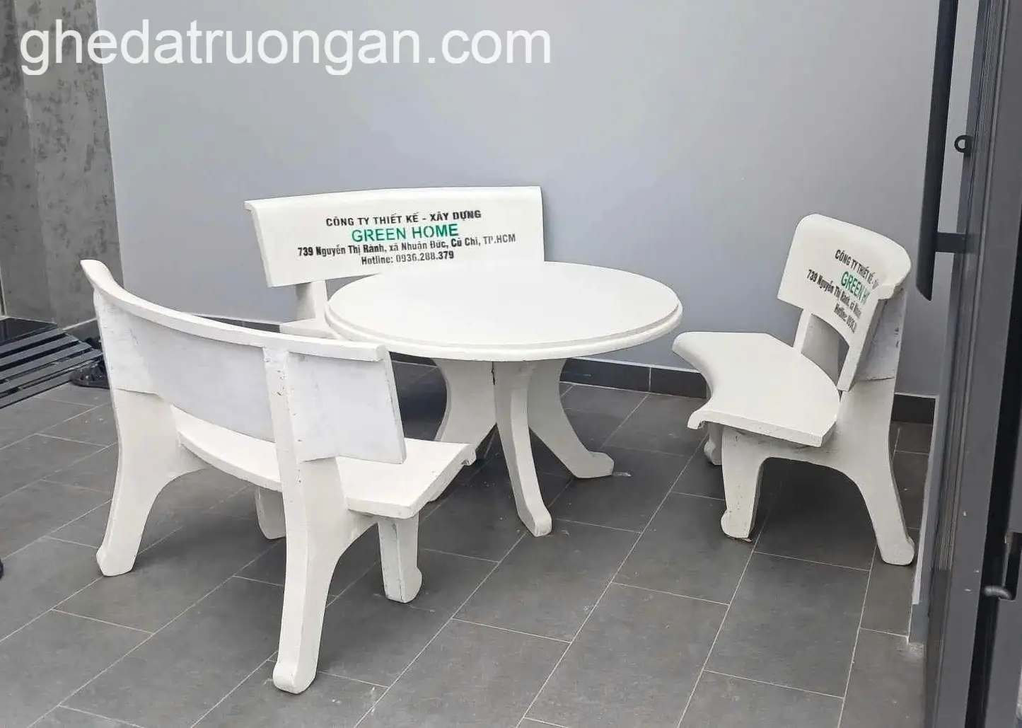  Bộ Bàn Ghế Đá Tròn Trắng
