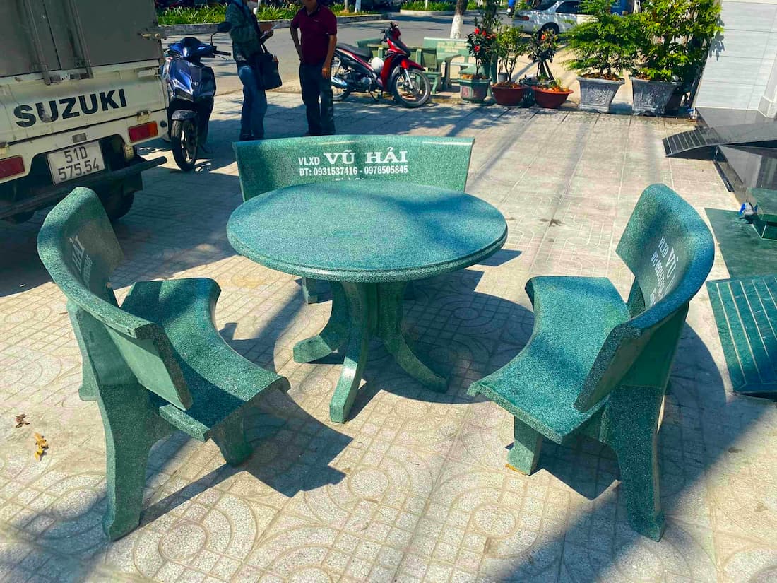  Bộ Bàn Ghế Đá Tròn Xanh Ngọc