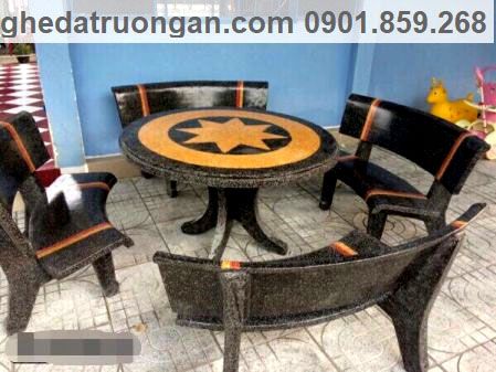  Bộ Tròn Đen Vàng 4 Ghế Mài 2 Mặt