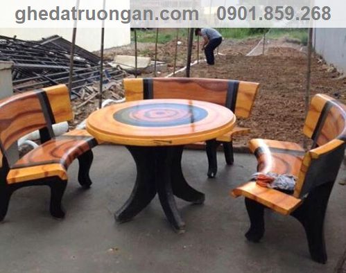  Bộ bàn ghế vân nâu đen viền vàng