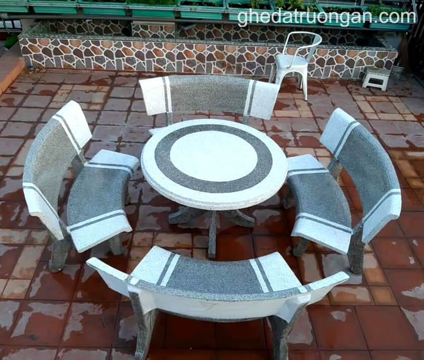  Bộ Tròn Bốn Ghế Xám Trắng