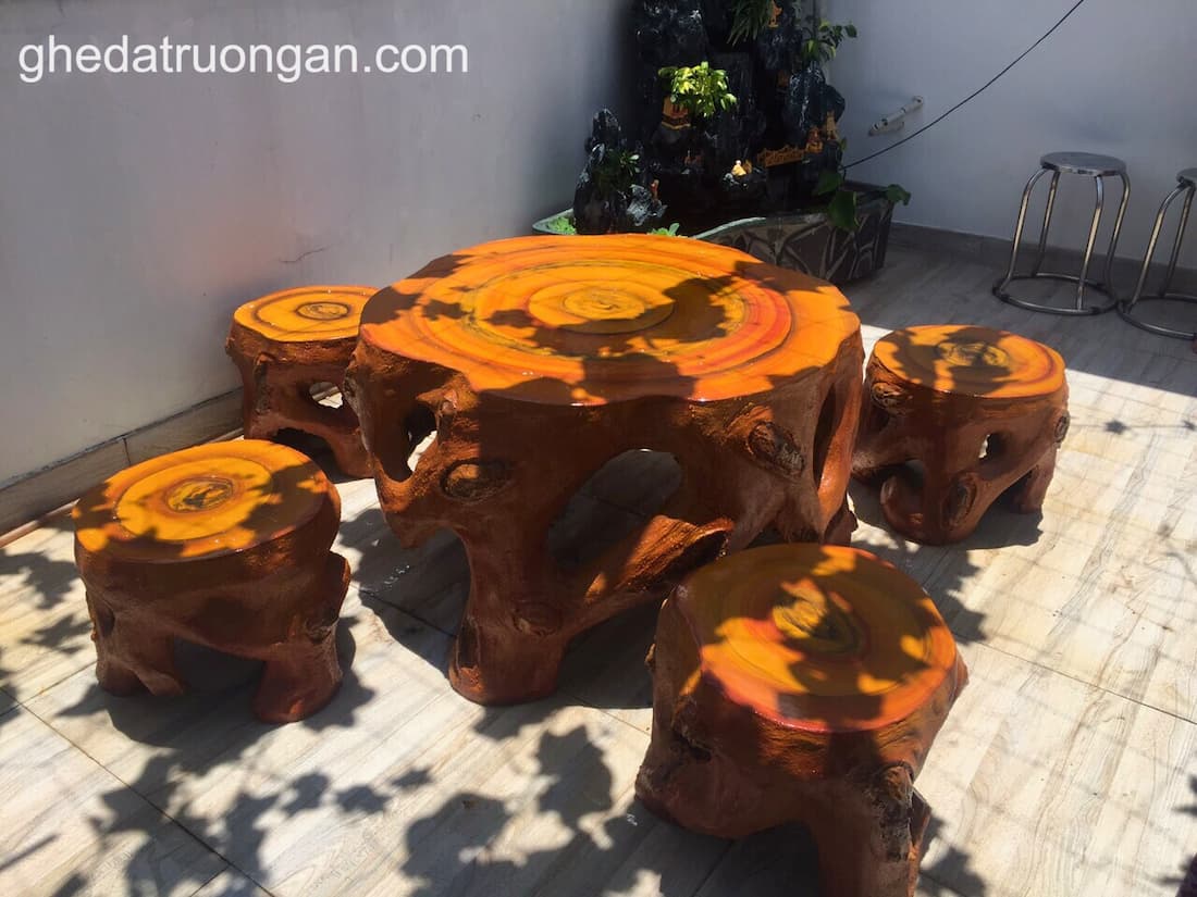  Bộ Bàn Ghế Đá Giả Gỗ Gốc Cây