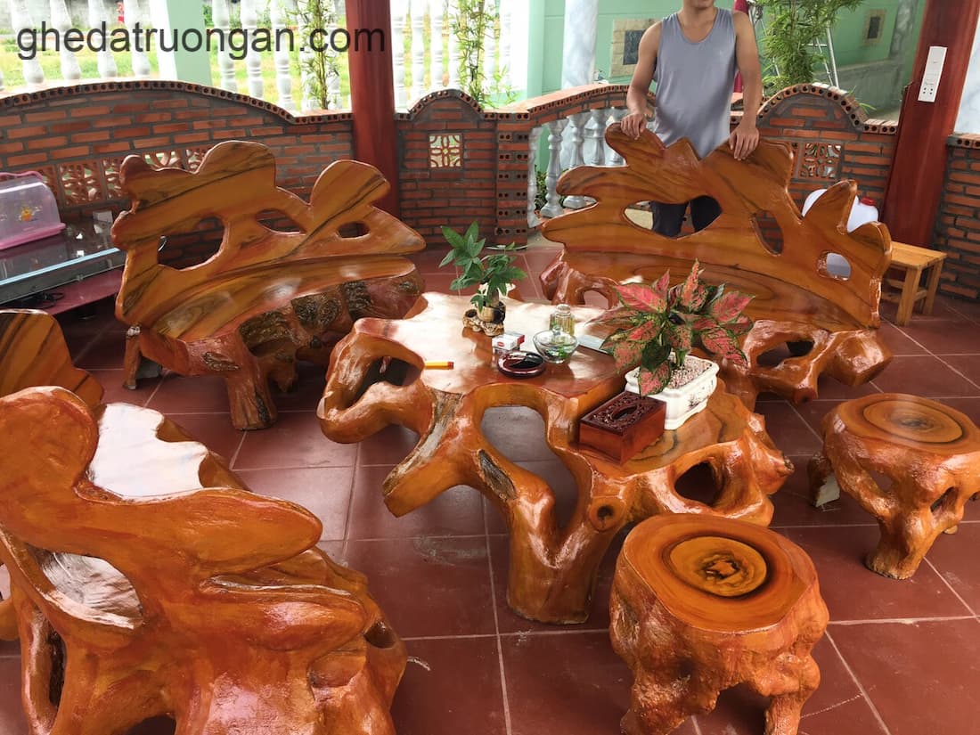  Bộ bàn ghế đá giả gỗ sang trọng