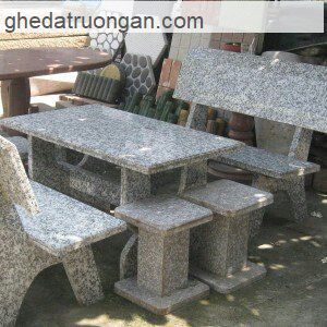  Bàn Ghế Đá Hoa Cương Xám Hoa