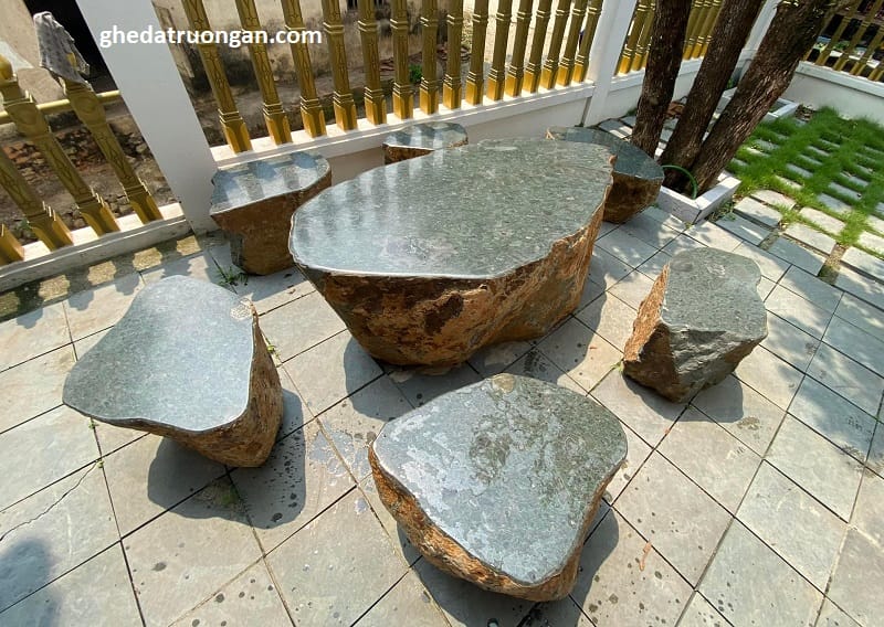  Bộ Bàn Ghế Đá Cuội Nguyên Khối