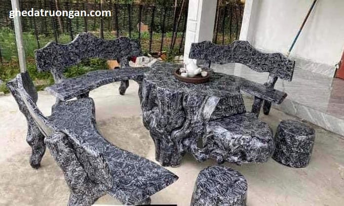 Bàn Ghế Con Voi Giả Đá Vân Mây Đen Trắng