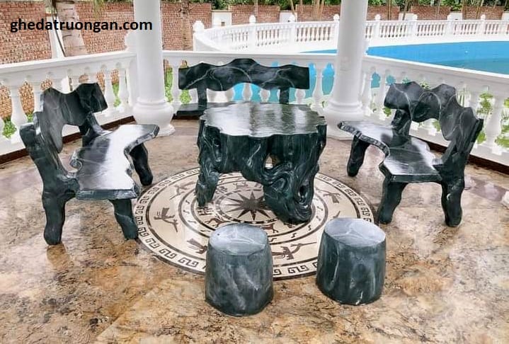  Bàn Ghế Giả Đá Đen Lũa